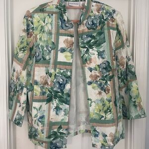 Alfred Dunner Green and Blue Floral Jacket Size 12